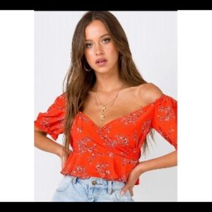 Princess Polly Orange Floral Top